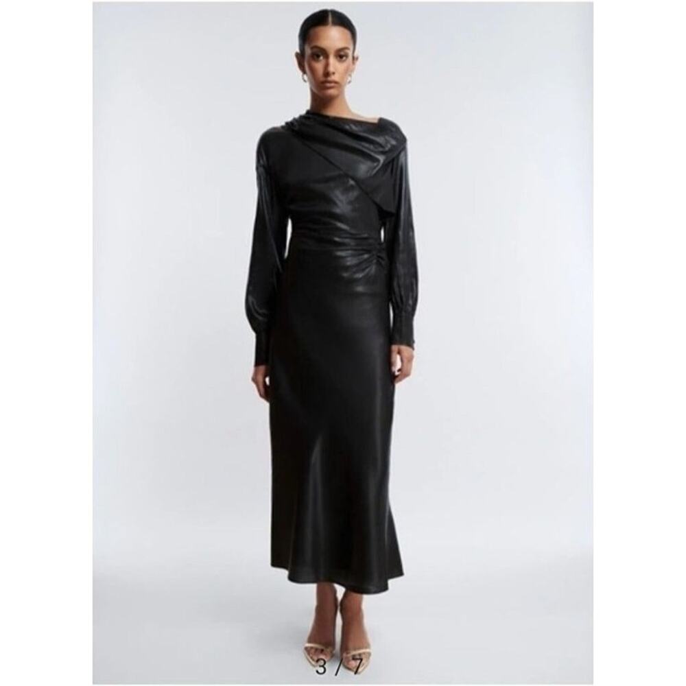 BCBGMAXAZRIA Wylie Dress Womens 38 6 Runway Designer Luxury Black‎ Shimmer $368 - Picture 2 of 16